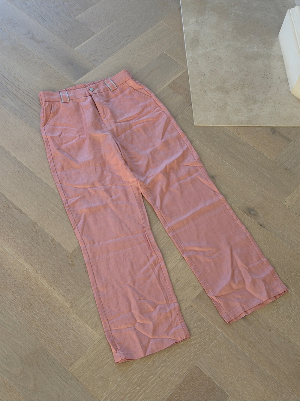 High-Rise Pink Lyocell Linen Blend Wide Leg Pants 28 – New Without Tags